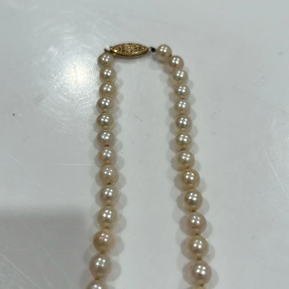 14KT GOLD HAND STRUNG NATURAL CULTURED PEARLS BRAND NEW APROX 18 in. EXQUISITE - Picture 3 of 3